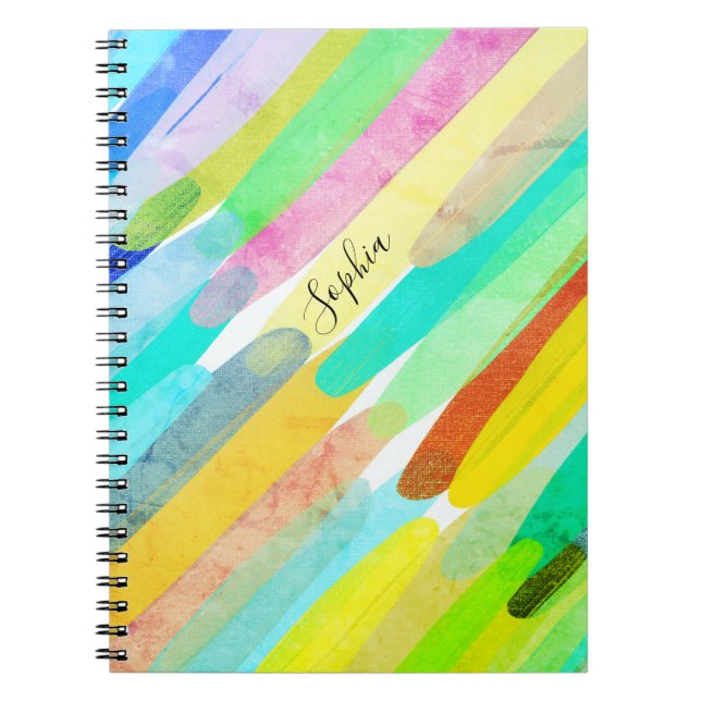 Diagonal Colour Strokes, Name, 70s Abstract Art Notebook (Front)