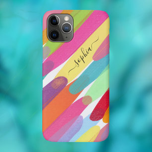 Diagonal Colour Strokes, Name, Abstract Painting Case-Mate iPhone Case