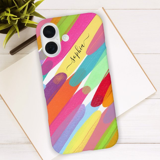 Diagonal Colour Strokes, Name, Abstract Painting Case-Mate iPhone Case (Creator Uploaded)