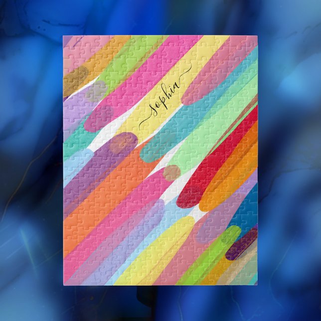 Diagonal Colour Strokes, Name, Abstract Painting Jigsaw Puzzle (Creator Uploaded)