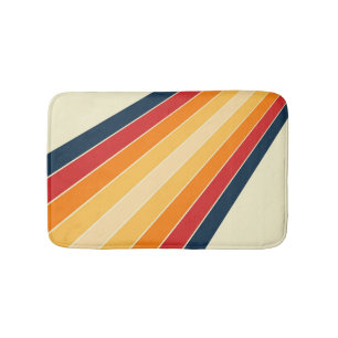 Diagonal colourful retro style sun rays bath mat