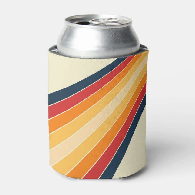 Diagonal colourful retro style sun rays can cooler (Can Front)