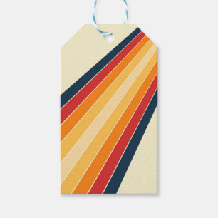 Diagonal colourful retro style sun rays gift tags