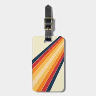 Diagonal colourful retro style sun rays luggage tag