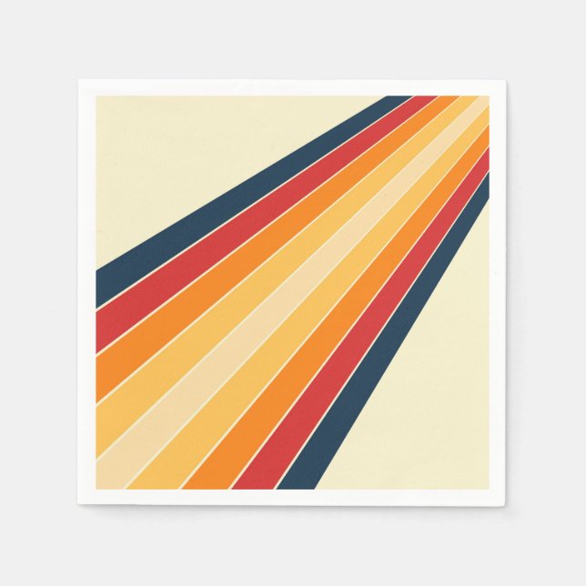 Diagonal colourful retro style sun rays napkin (Front)