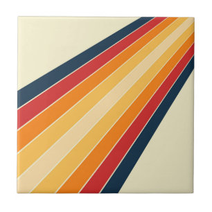 Diagonal colourful retro style sun rays tile