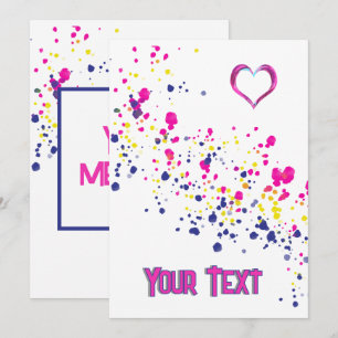 Diagonal Confetti Pink-Yellow-Blue Design  Invitation