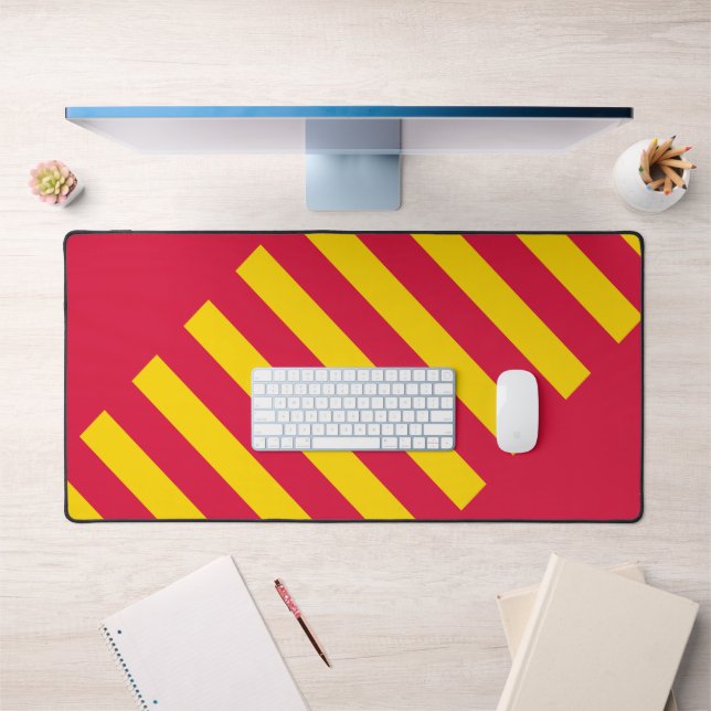 Diagonal Crimson & Gold Desk Mat – Customisable (Office 1)