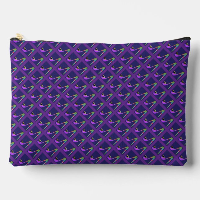 Diagonal Design High Heels Cosmetic Purple Accessory Pouch (Front)