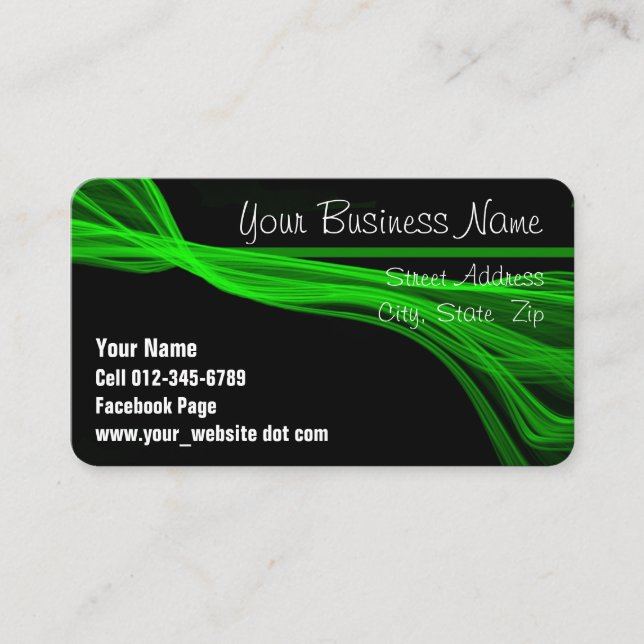 Diagonal Flowing Green Streaks Appointment Card (Front)