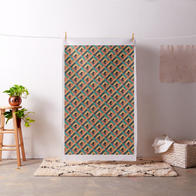 Diagonal Geometric Pattern Orange Fabric (In Situ)
