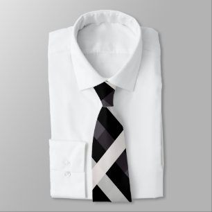 Diagonal Gingham in Black, Dark Navy, Light Grey Tie