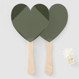 Diagonal Glitter & Matte Moss Heart Fans