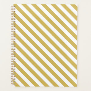 Diagonal golden yellow and white stripes pattern planner