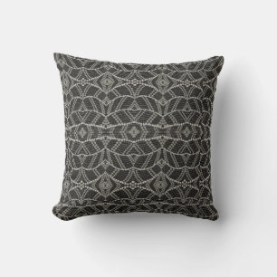 Diagonal Grayish Wavy Spotted Dots Patterned Cushion