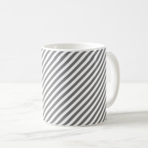 Diagonal grey and white stripes pattern coffee mug
