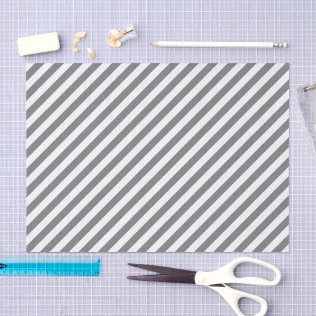 Diagonal grey and white stripes pattern tissue paper (Craft)