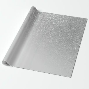 Diagonal Grey Silver Glitter Gradient Ombre Wrapping Paper