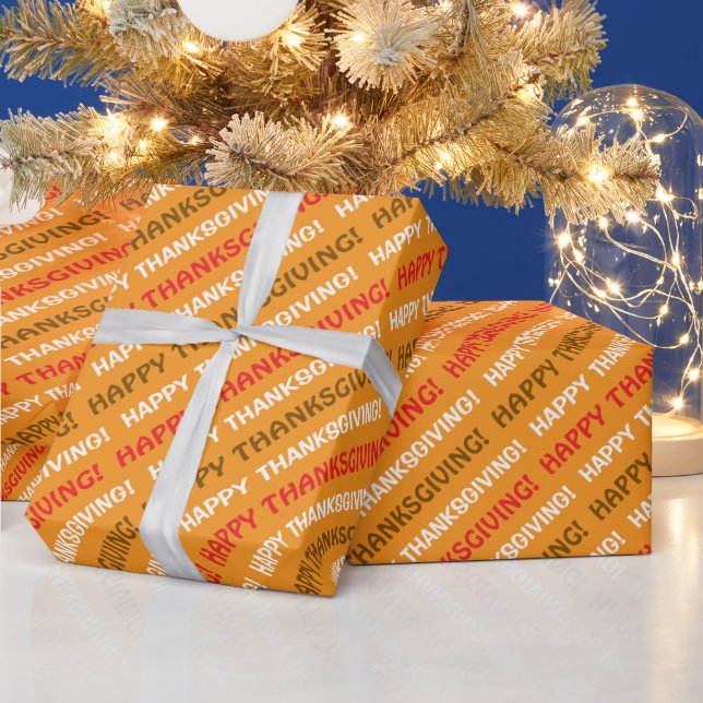 Diagonal Happy Thanksgiving Wrapping Paper (Holidays)