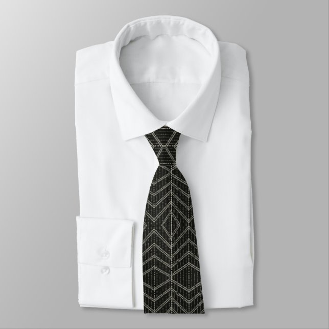 Diagonal Horizontal Vertical Grayish Spotted Dots Tie (Tied)