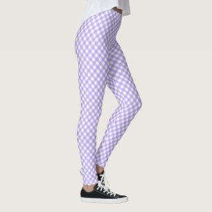 Diagonal Lavender and White Chequerboard Leggings