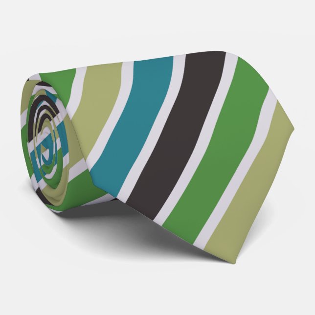 diagonal lime green blue stripes pattern tie (Rolled)