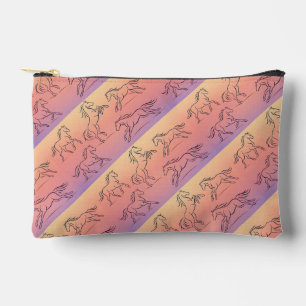 Diagonal Line Art Horse Pattern Galloping Horses Accessory Pouch