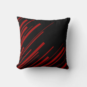 Diagonal Lines in Red and Black Cushion