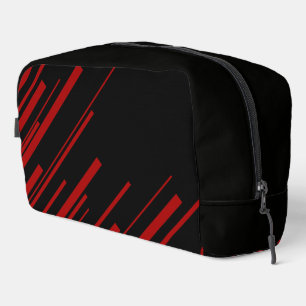 Diagonal Lines in Red and Black Dopp Kit