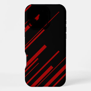 Diagonal Lines in Red and Black iPhone 16 Pro Max Case