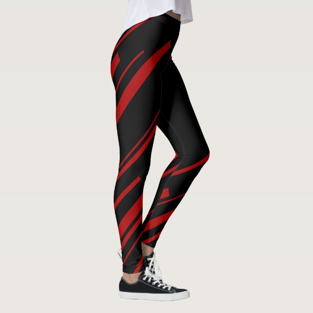 Diagonal Lines in Red and Black Leggings (Right)