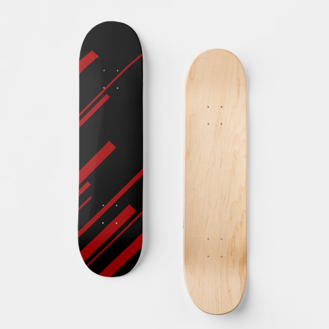 Diagonal Lines in Red and Black Skateboard (Front)