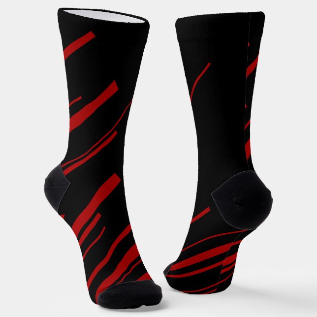 Diagonal Lines in Red and Black Socks (Angled)