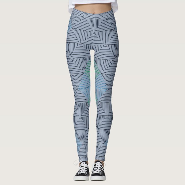 Diagonal lines pattern GB 01.w L Blue BG Leggings (Front)