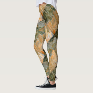 diagonal log cabin corners brown leggings