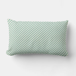 Diagonal mint and cream stripes lumbar cushion