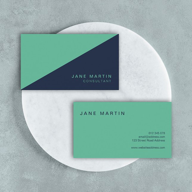 Diagonal Modern Blue and Turquoise Shade Business Card (Creator Uploaded)