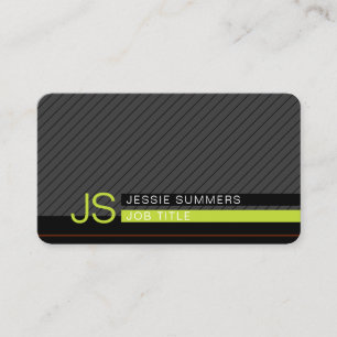Diagonal Modern Stripes Grey, Lime Green & Black Business Card