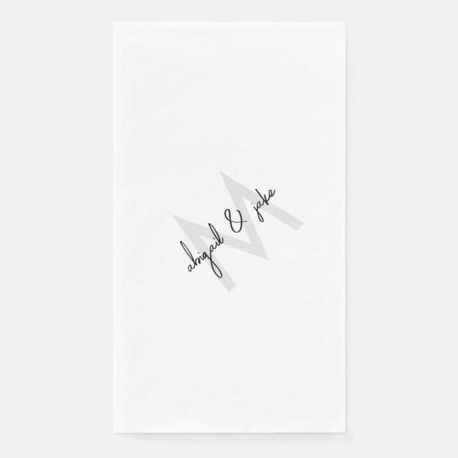 Diagonal Monogram & Couple Names Wedding Napkin (Front)