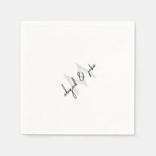 Diagonal Monogram & Couple Names Wedding Napkin