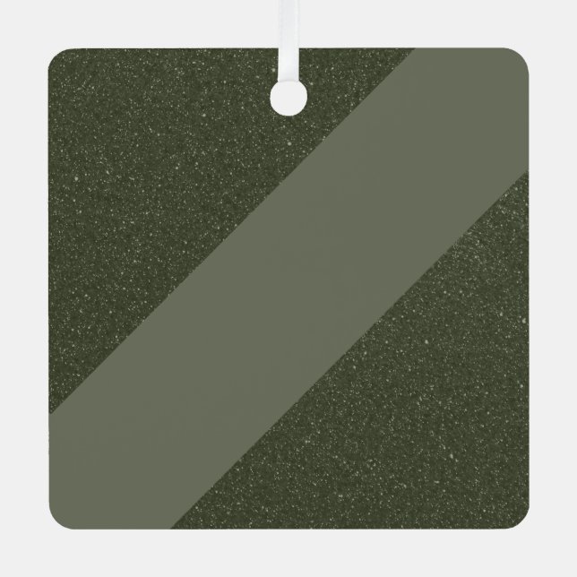 Diagonal Moss Green Ornament Tag (Front)