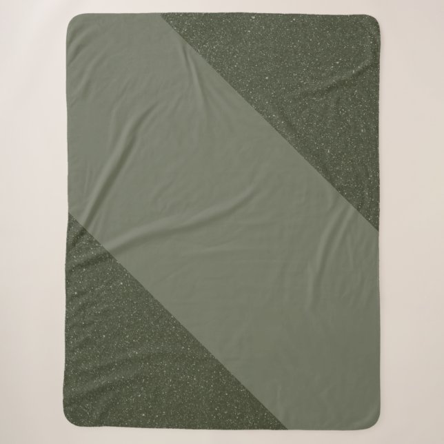 Diagonal Moss Green Sherpa Blanket (Front)