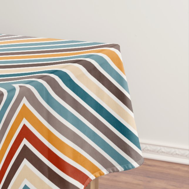 Diagonal Multicolor Stripes Tablecloth (In Situ)