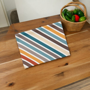 Diagonal Multicolor Stripes Tea Towel