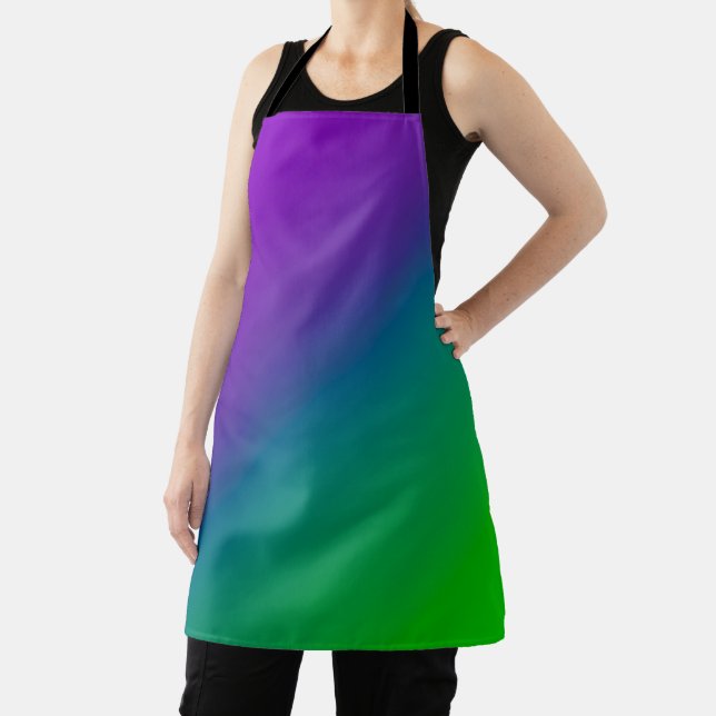 Diagonal Ombre Purple Green  Apron (Insitu)