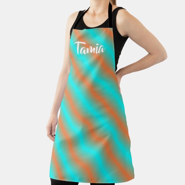 Diagonal orange and blue stripes apron (Insitu)