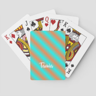Diagonal orange and blue stripes playing cards