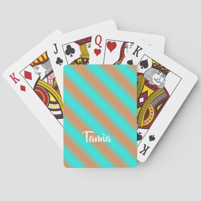 Diagonal orange and blue stripes playing cards (Back)