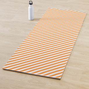 Diagonal orange and white stripes pattern yoga mat