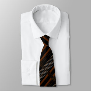 Diagonal Pattern Brown Stripped Neck Tie
